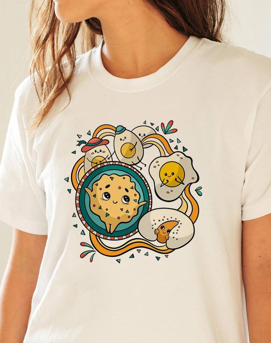 Camiseta moderna de algodón con estampado artístico